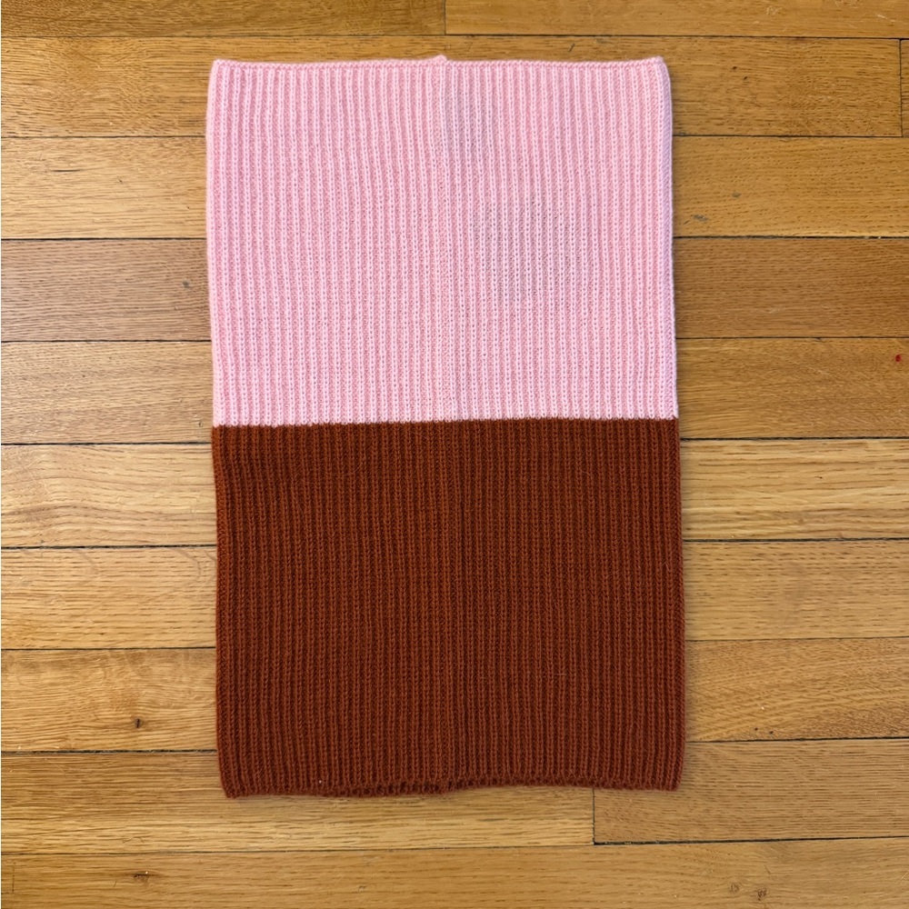 Echo Wool/Cashmere Rib Knit Colorblock Neck Warmer Gaiter NWT